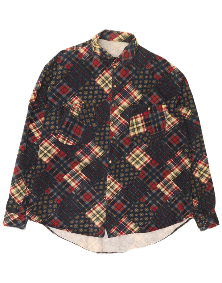 Cămașă Vintage pentru bărbați 3XL Patchwork bleumarin