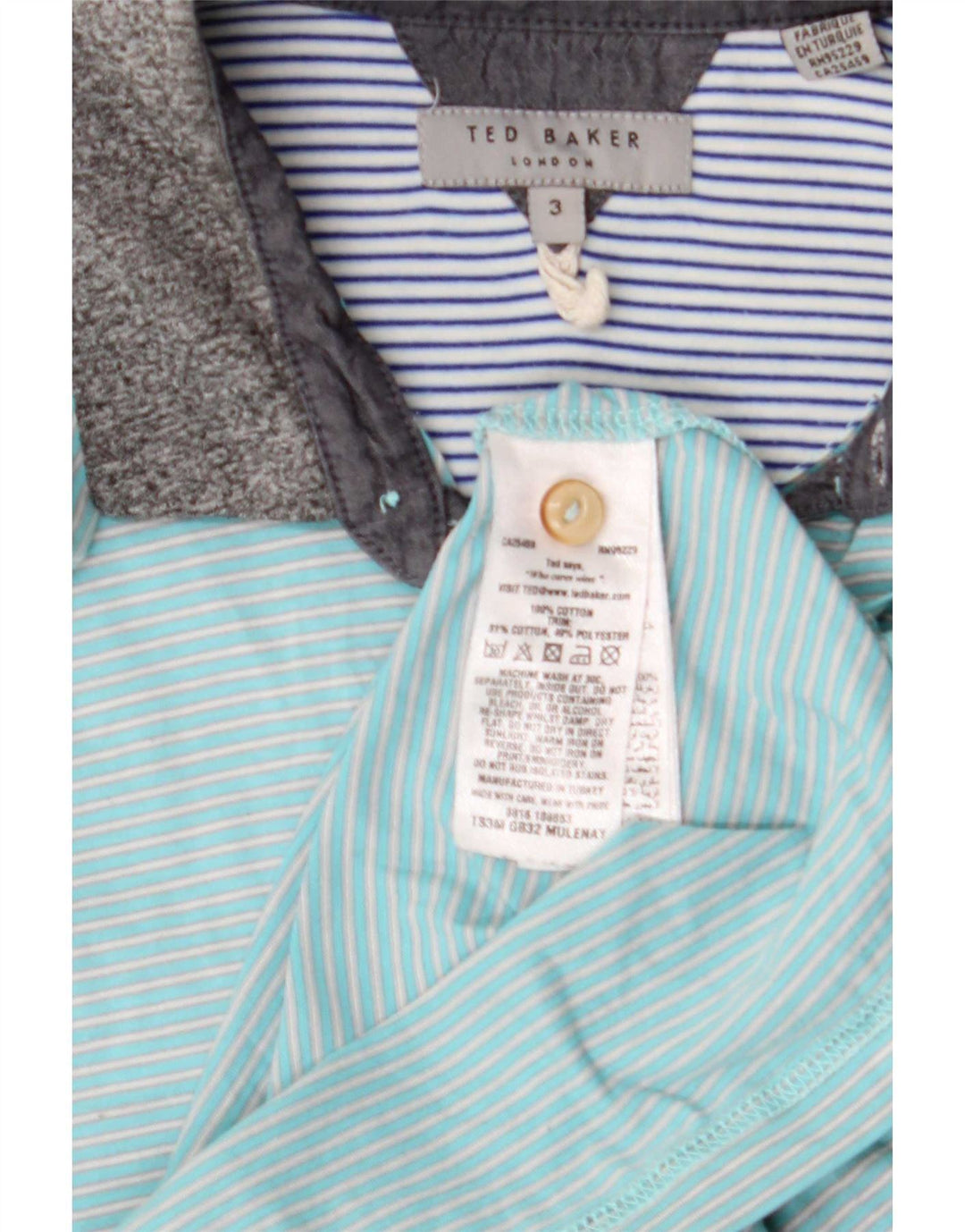 Ted Baker Cămașă Polo pentru bărbați Mărimea 3 Bumbac cu dungi albastre medii