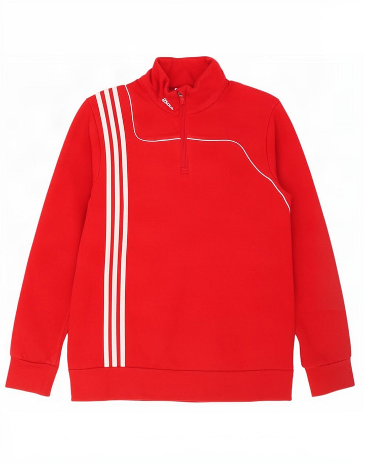 Hanorac pentru bărbați Adidas, cu fermoar, cu gât, pulover, bumbac roșu mediu