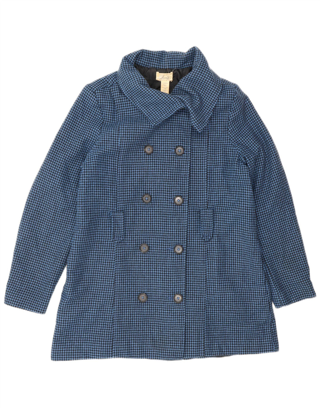 Palton dublu pentru femei LEVI'S UK 16 Lână mare albastru Houndstooth