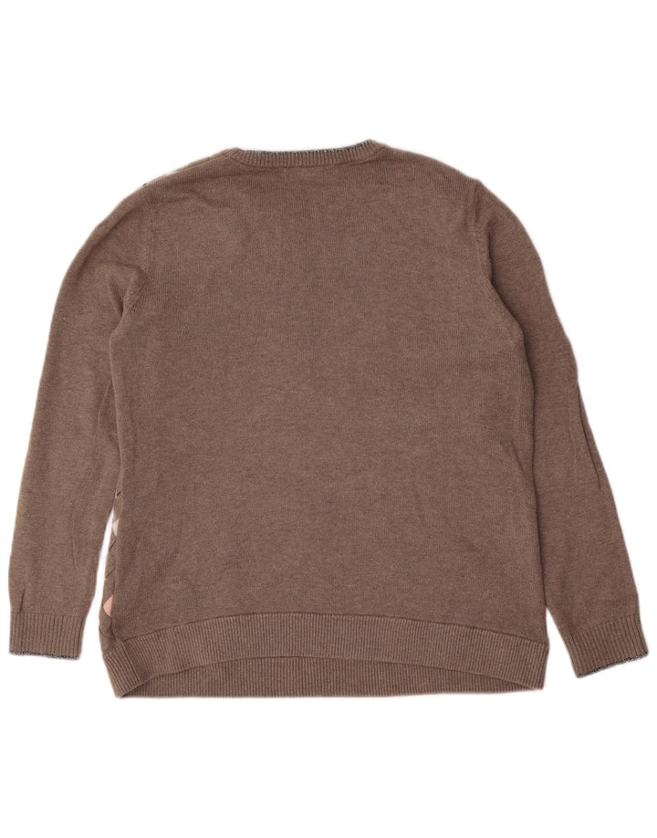 Pulover pentru femei Ted Baker cu decolteu rotund, mărimea 3, gri mediu Argyle/Diamond