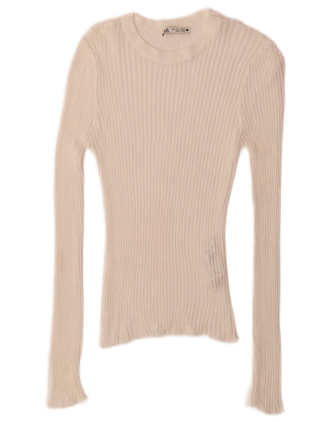 Top femeie Zara cu mânecă lungă UK 8 mic, alb, viscoză