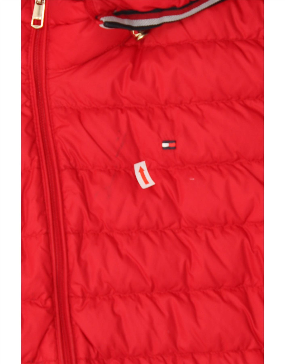 TOMMY HILFIGER Womens Oversized Hooded Padded Jacket UK 16 Large Red Vintage Tommy Hilfiger and Second-Hand Tommy Hilfiger from Messina Hembry 