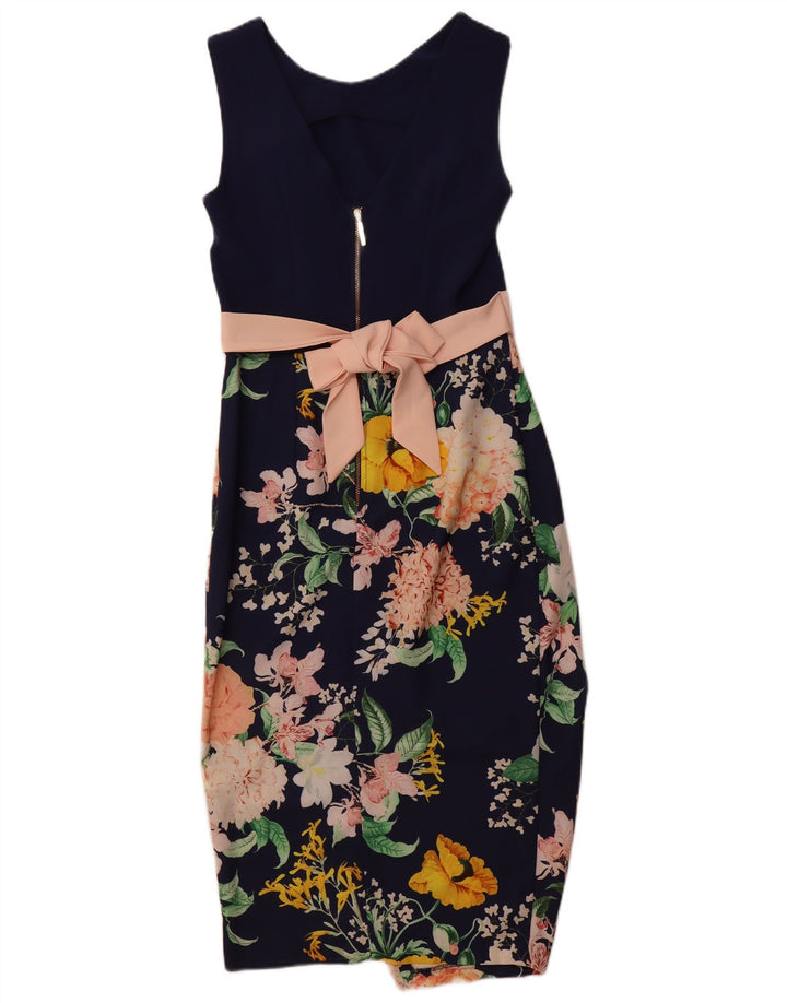 CLOSET Rochie bodycon fără mâneci pentru femei UK 8 mic albastru marin Floral