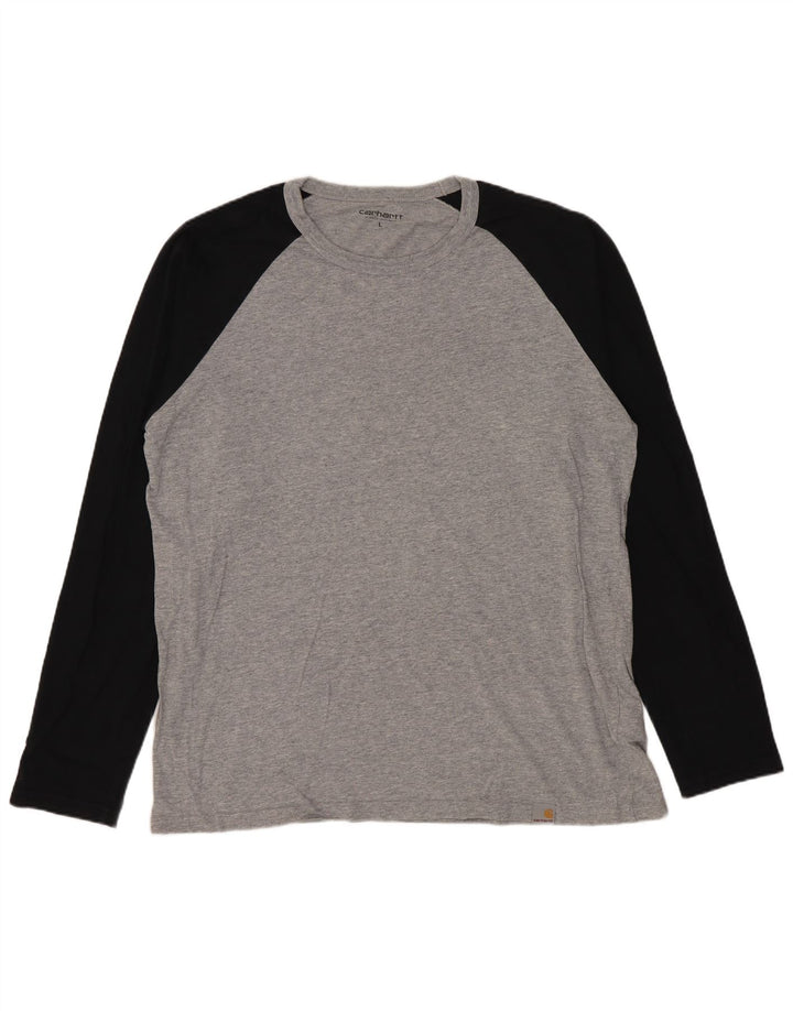 Top pentru bărbați Carhartt cu mânecă lungă, mare, gri, color block, bumbac
