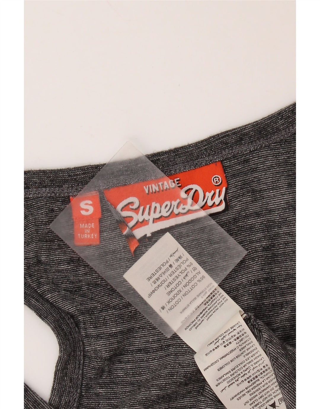 SUPERDRY Top cu vestă grafică pentru femei UK 10 mic, gri, bumbac cu pete