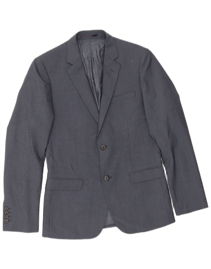 Jachetă pentru bărbați Dkny, cu 2 nasturi, slim fit, UK 36, lână bleumarin mică