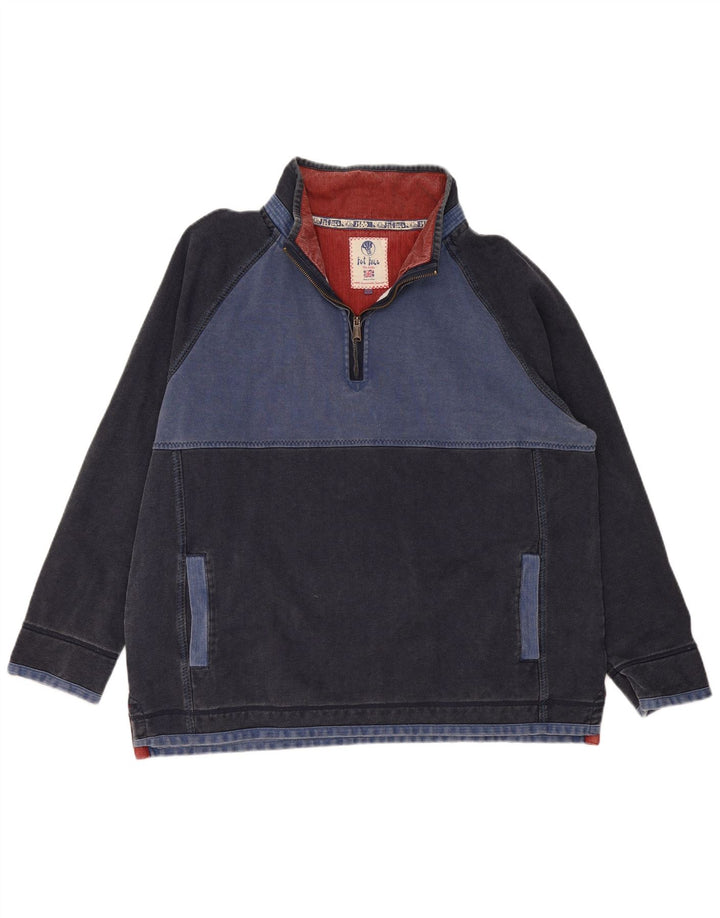 Hanorac pentru bărbați Fat Face, cu fermoar și gât, pulover 2XL, bumbac bleumarin