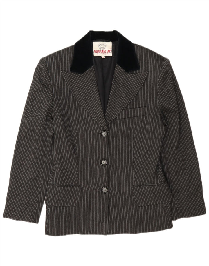 Laura Biagiotti Jachetă Blazer pentru Damă cu 3 Nasturi IT 42 Gri Mediu Pinstripe