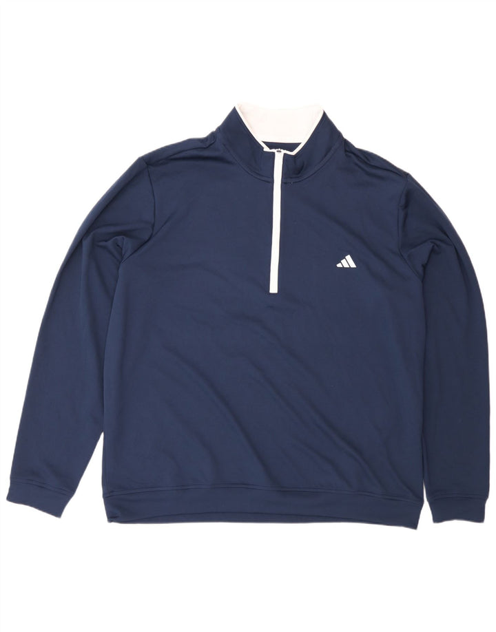 Hanorac pentru bărbați Adidas, cu fermoar, cu gât, XL, poliester bleumarin