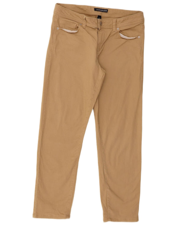Pantaloni casual slim pentru femei Calvin Klein US 10 Large W32 L26 Bej Bumbac