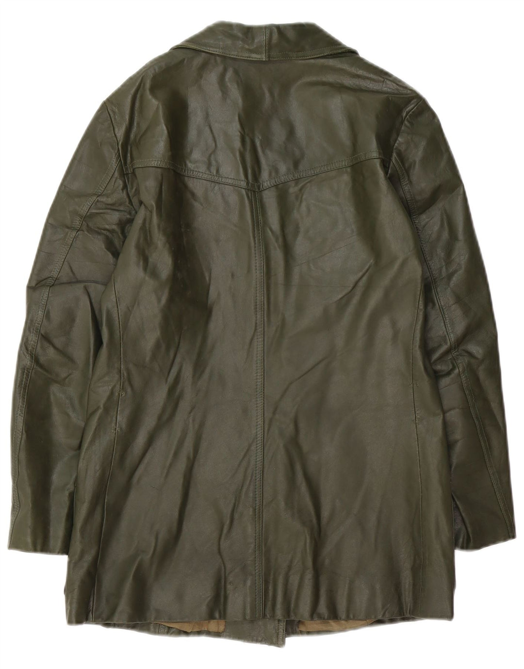 Jachetă de piele pentru femei VINTAGE UK 14, piele verde medie