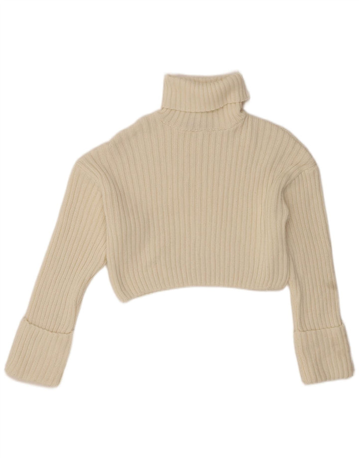 Pulover oversized cu gât rulat Zara pentru femei UK 10 Small White