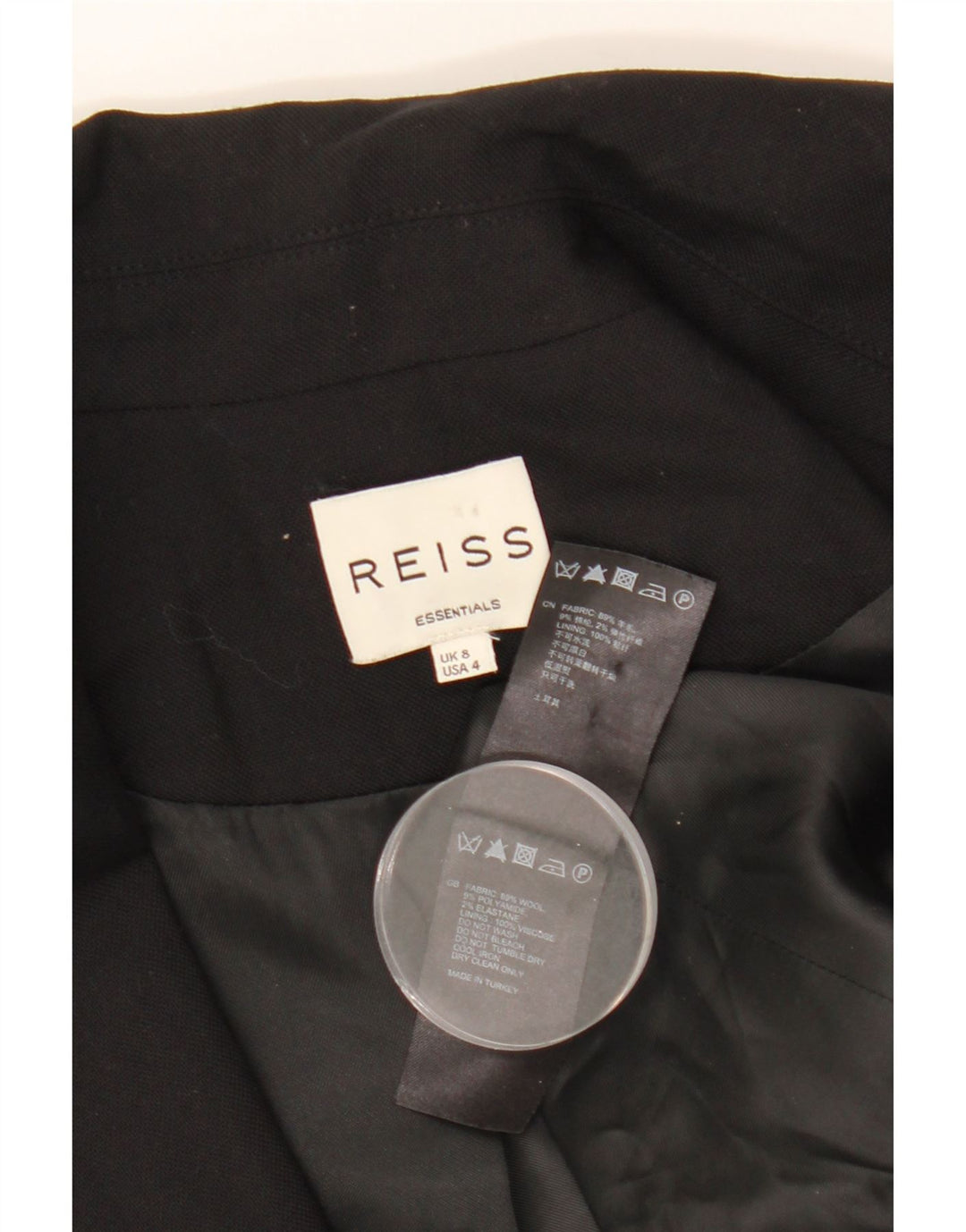 Jachetă REISS pentru femei cu 1 nasture, UK 8, lână neagră mică