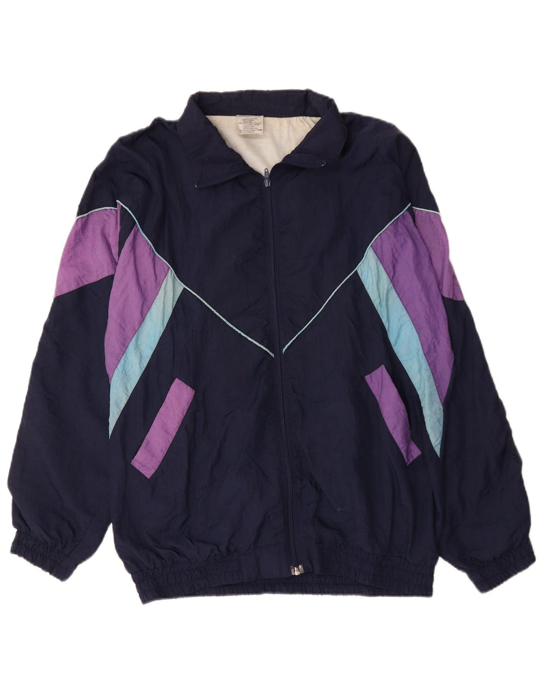 Jachetă de trening vintage pentru bărbați, XL, albastru bleumarin, poliamidă color bloc