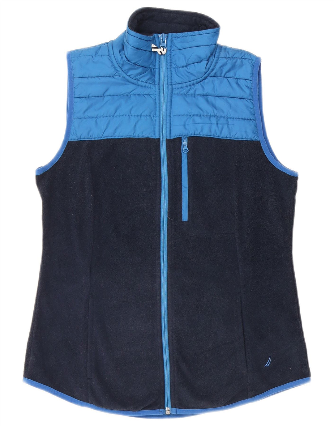NAUTICA Gilet Fleece pentru Femei UK 10 Small Bleumarin Poliester Colorblock