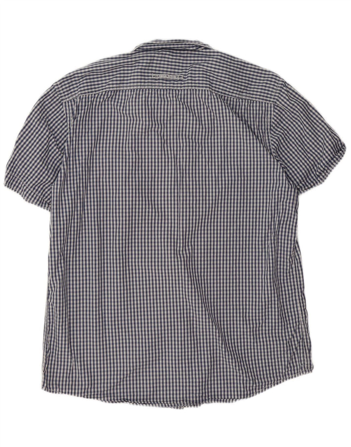 CAMEL ACTIVE Mens Regular Fit Short Sleeve Shirt Large Navy Blue Gingham