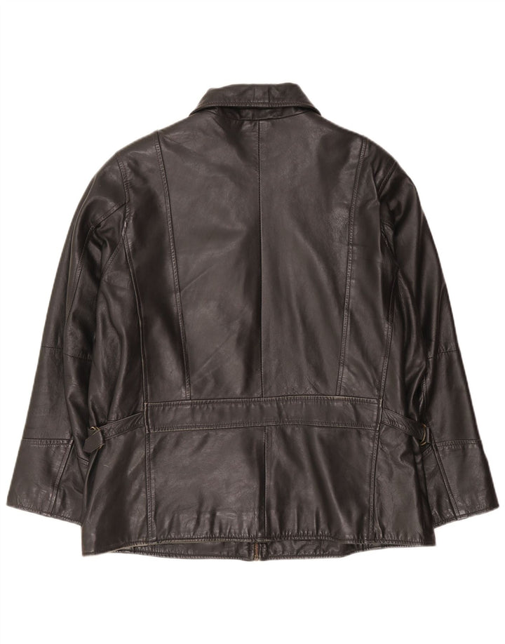 Jachetă de piele vintage pentru femei UK 18 XL din piele neagră