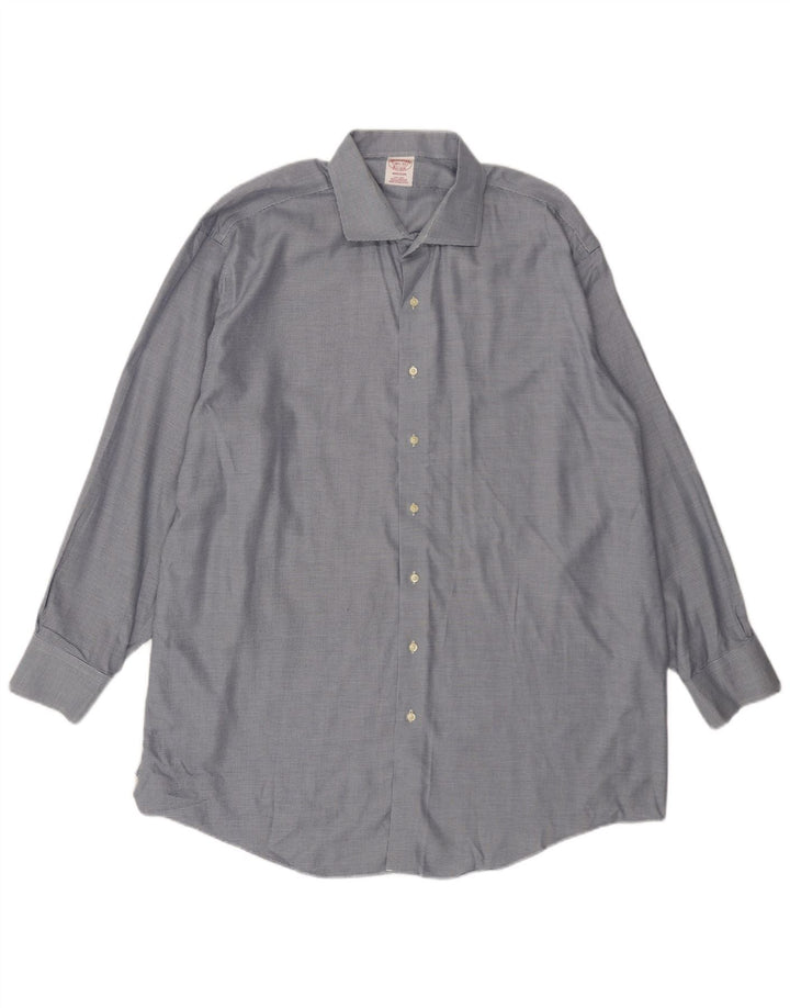 Cămașă Madison BROOKS BROTHERS pentru bărbați, mărimea 18 1/2 2XL, bumbac cu picior de găină albastru