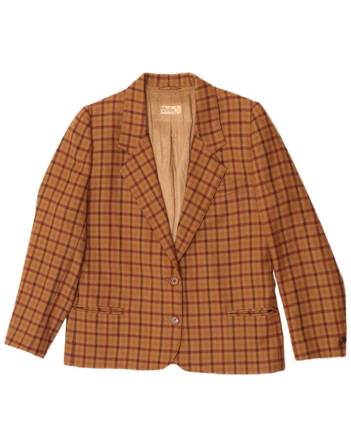 Jachetă Blazer Femei Delia 2 Nasturi IT 42 Maro Mediu Check