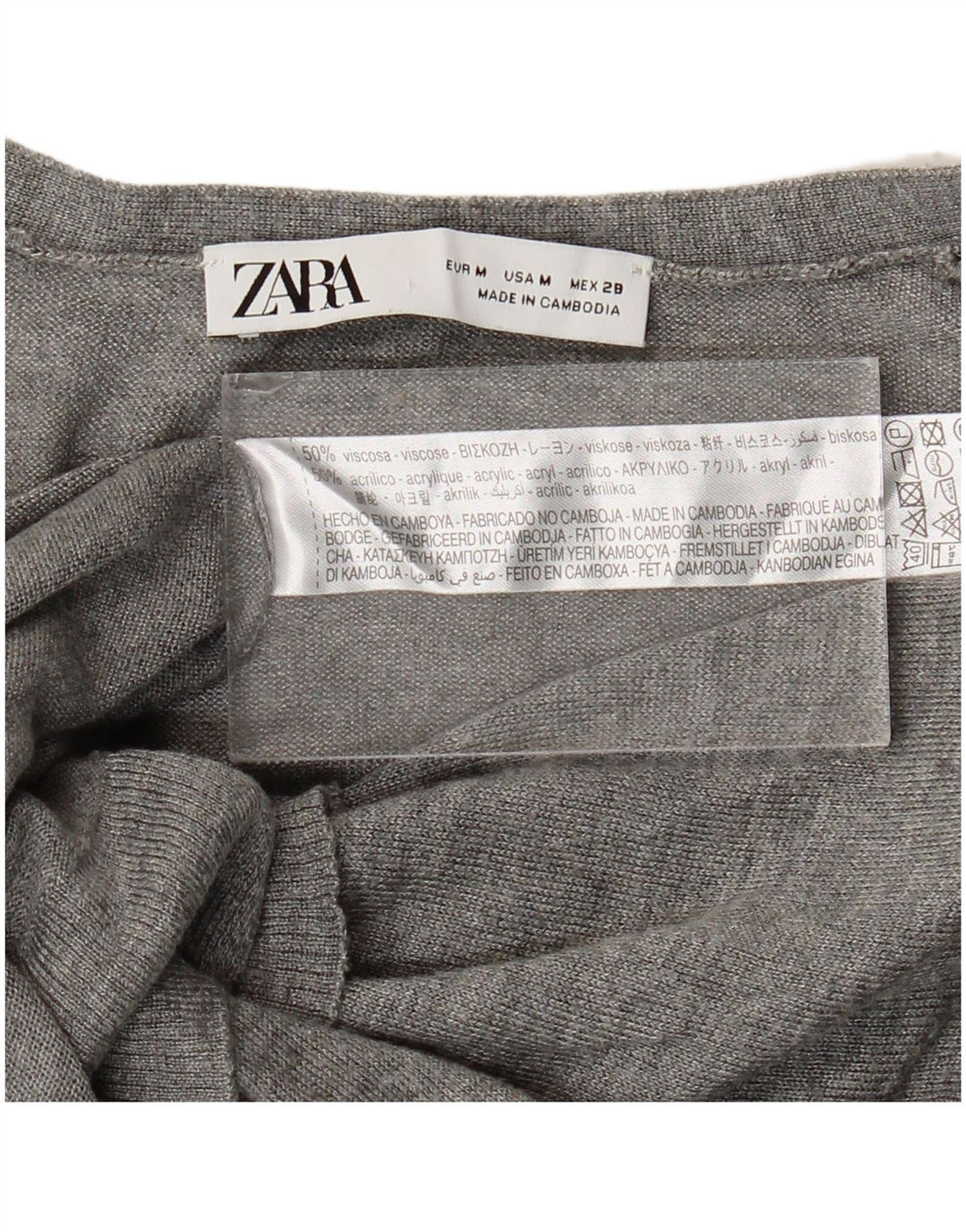 Pulover cardigan pentru femei Zara UK 14 Medium Gri Viscose