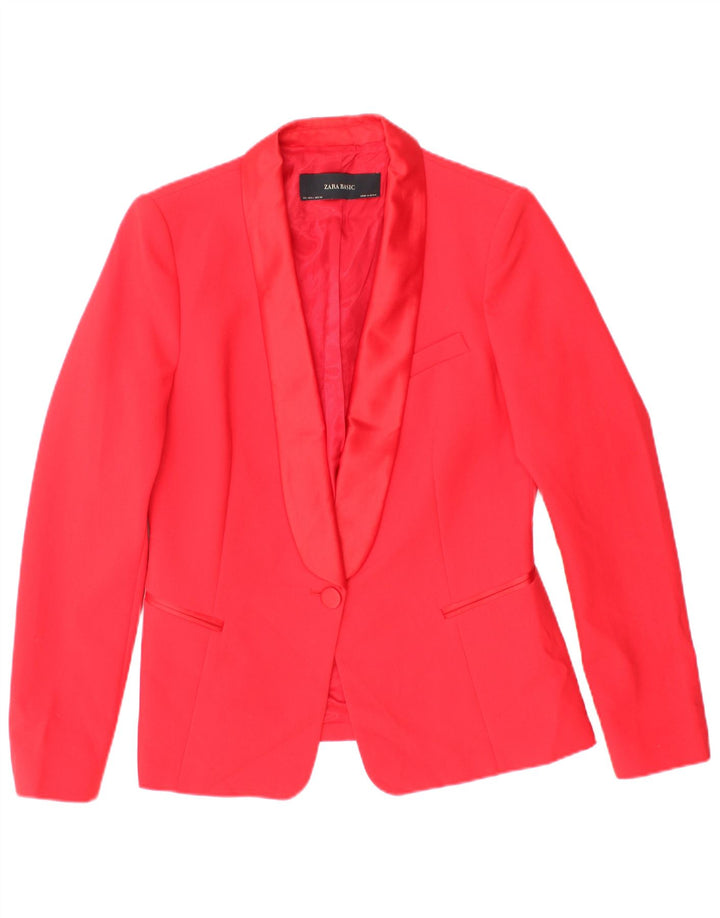 Jachetă ZARA pentru femei, cu 1 nasture, din poliester roșu mare UK 14