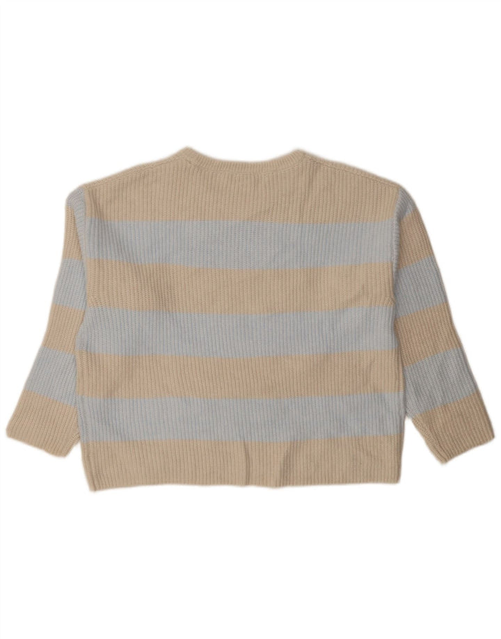 Pulover pentru femei Marks & Spencer cu decolteu triplu UK 14 Medium Bej cu dungi