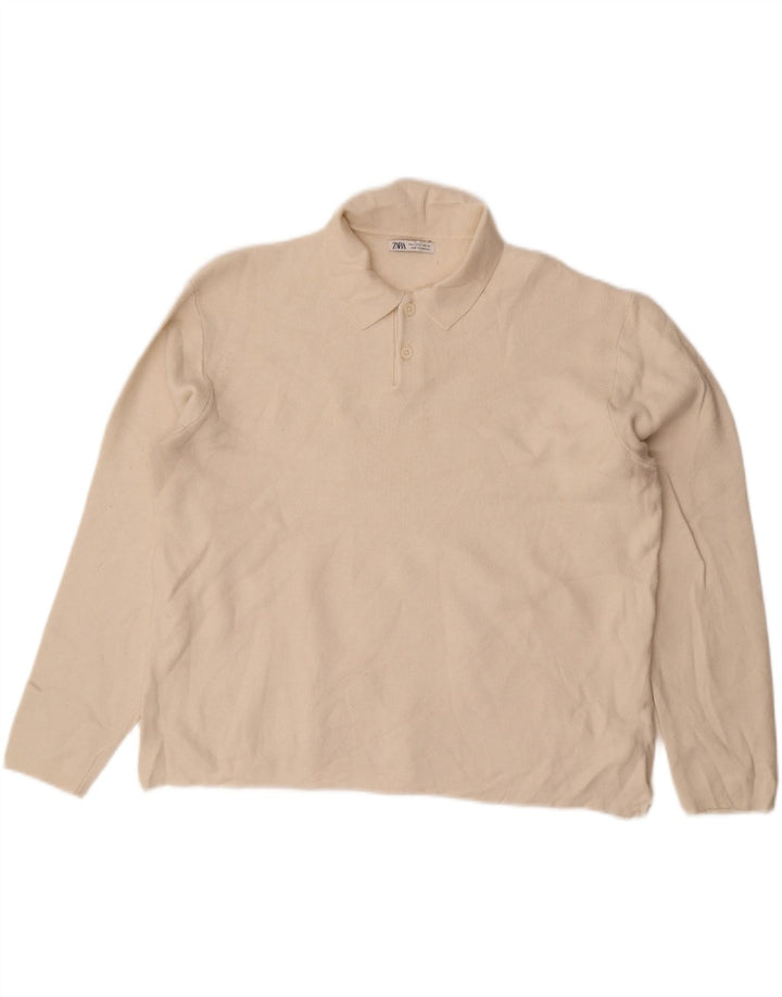 Pulover cu gât polo pentru bărbați Zara, mare, alb