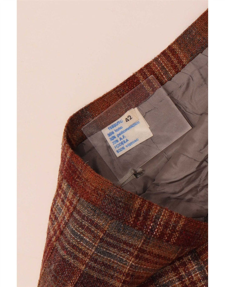 Fusta plisată Vintage pentru femei IT 42 Medium W26 Brown Check Wool