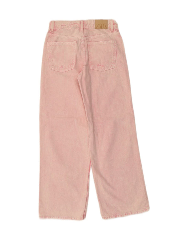ZARA Girls Wide Leg Jeans 13-14 Years W26 L27 Pink Cotton