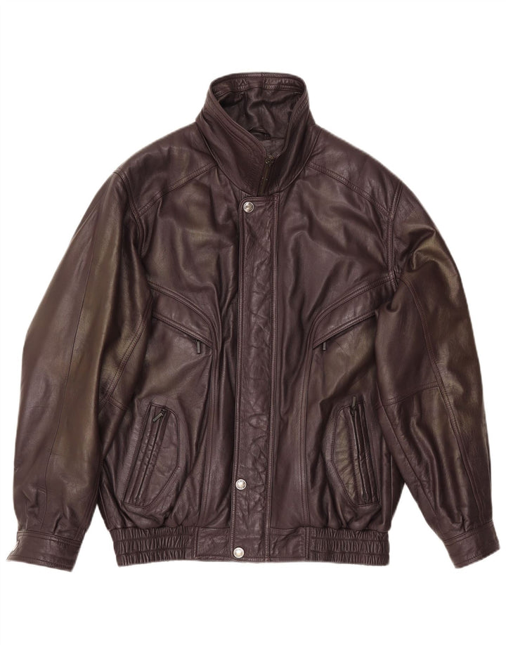 Geaca de piele vintage pentru barbati IT 48 piele maro medie