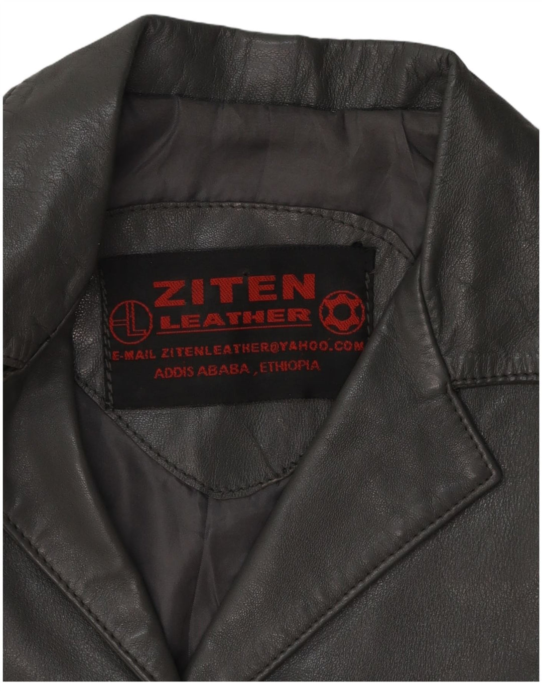 Jachetă vintage pentru femei crop cu 3 nasturi, din piele, gri, UK 8