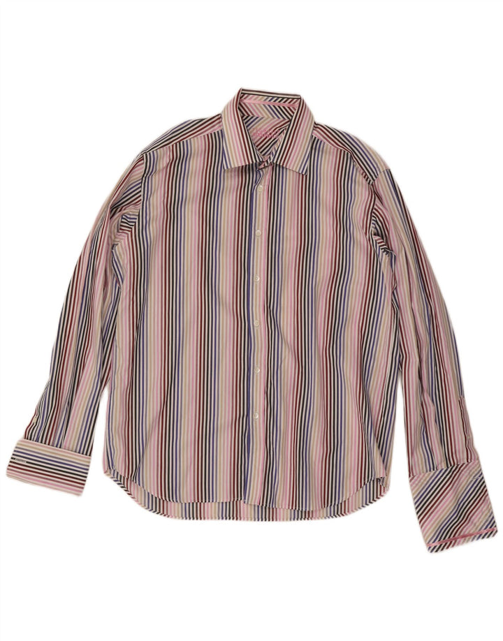 Cămașă formală pentru bărbați Ted Baker, mărimea 17 1/2 XL, bumbac cu dungi multicolore