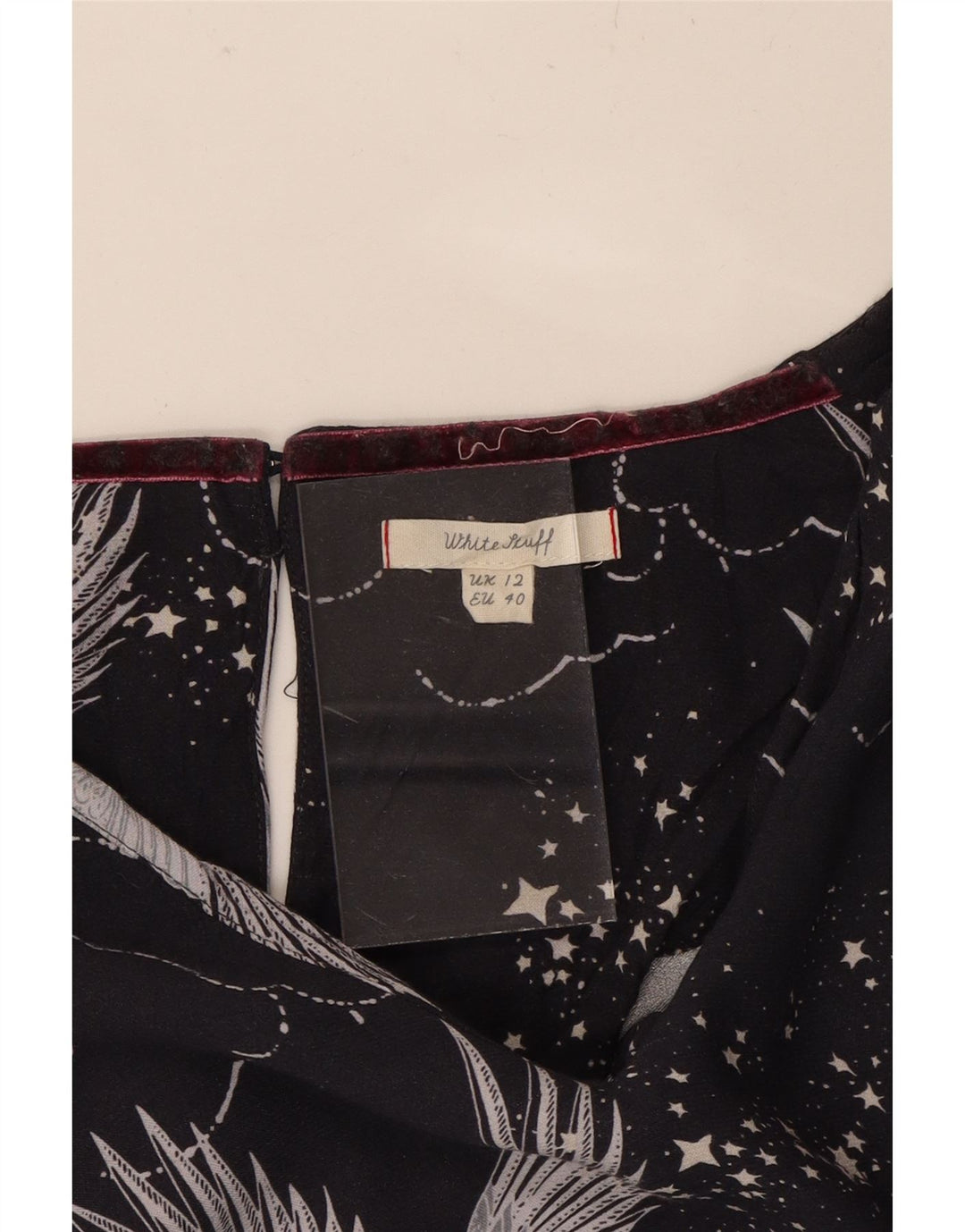 WHITE STUFF Womens 3/4 Sleeve Tunic Top UK 12 Medium  Black Floral Vintage White Stuff and Second-Hand White Stuff from Messina Hembry 
