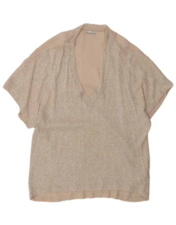 Top cu tunică supradimensionată pentru femei Zara UK 10 Small Beige Poliester