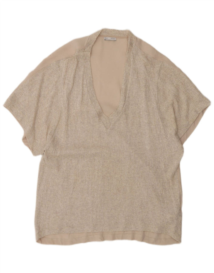 Top cu tunică supradimensionată pentru femei Zara UK 10 Small Beige Poliester