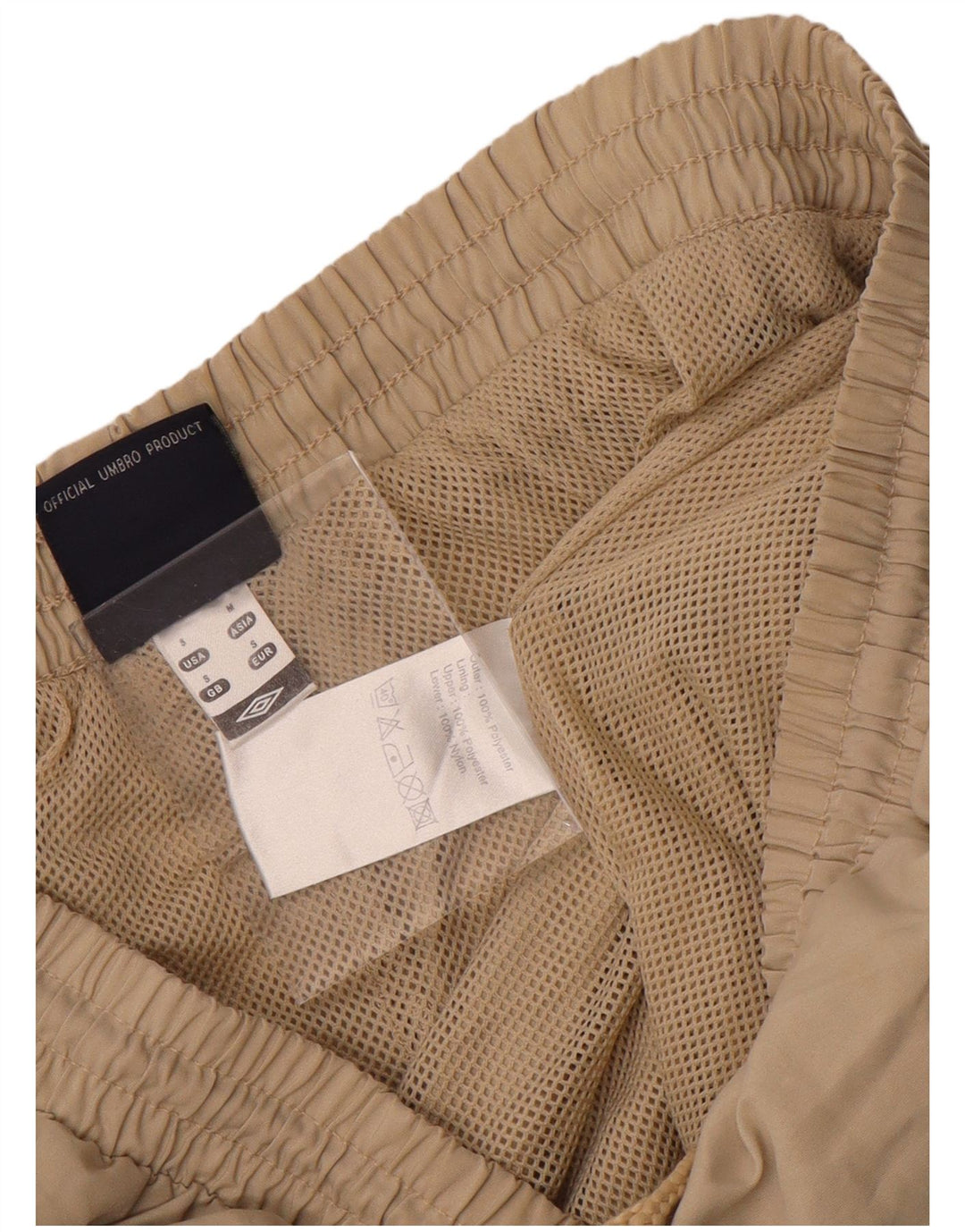 Pantaloni de trening grafic Umbro pentru bărbați, poliester mic, bej