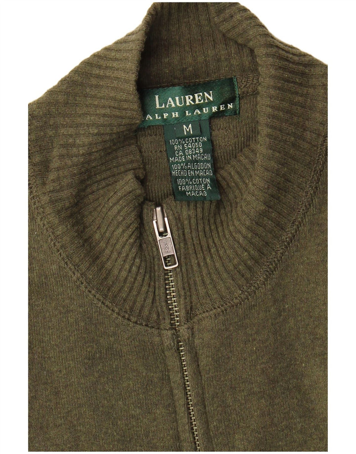 Pulover cardigan pentru femei Ralph Lauren UK 14 Medium Khaki Bumbac
