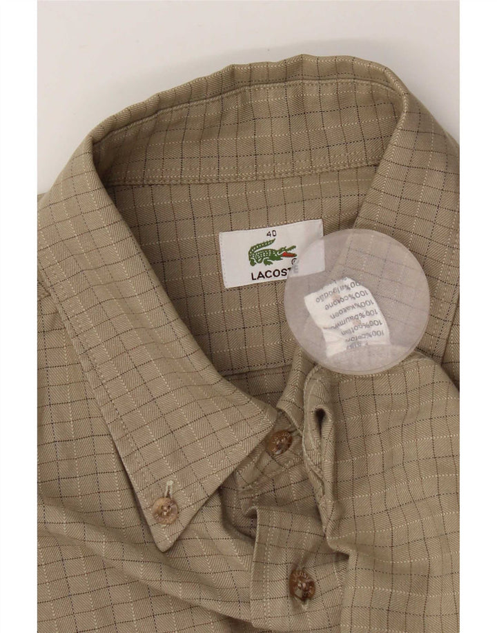 Cămașă pentru bărbați Lacoste Mărimea 40, bumbac cu carouri, bej mediu