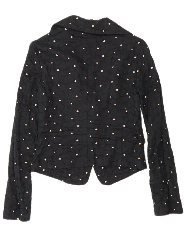 Sacou Benetton pentru femei Crop 2 Button Blazer IT 42 Medium Black Spotted