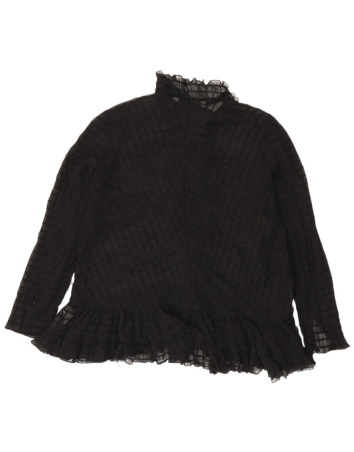 Bluză cămașă cu volane în față pentru femei Zara UK 14 Medium Black