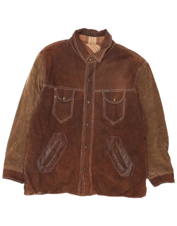 Jachetă reversibilă pentru bărbați Diesel UK 40, mare, maro, piele carouri