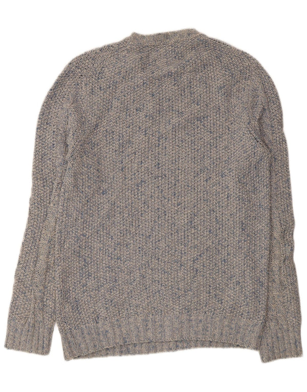 MASSIMO DUTTI Pulover pentru bărbați cu decolteu rotund din lână albastru mare