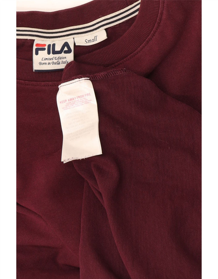 Top pentru bărbați Fila cu mânecă lungă din bumbac burgundy mic