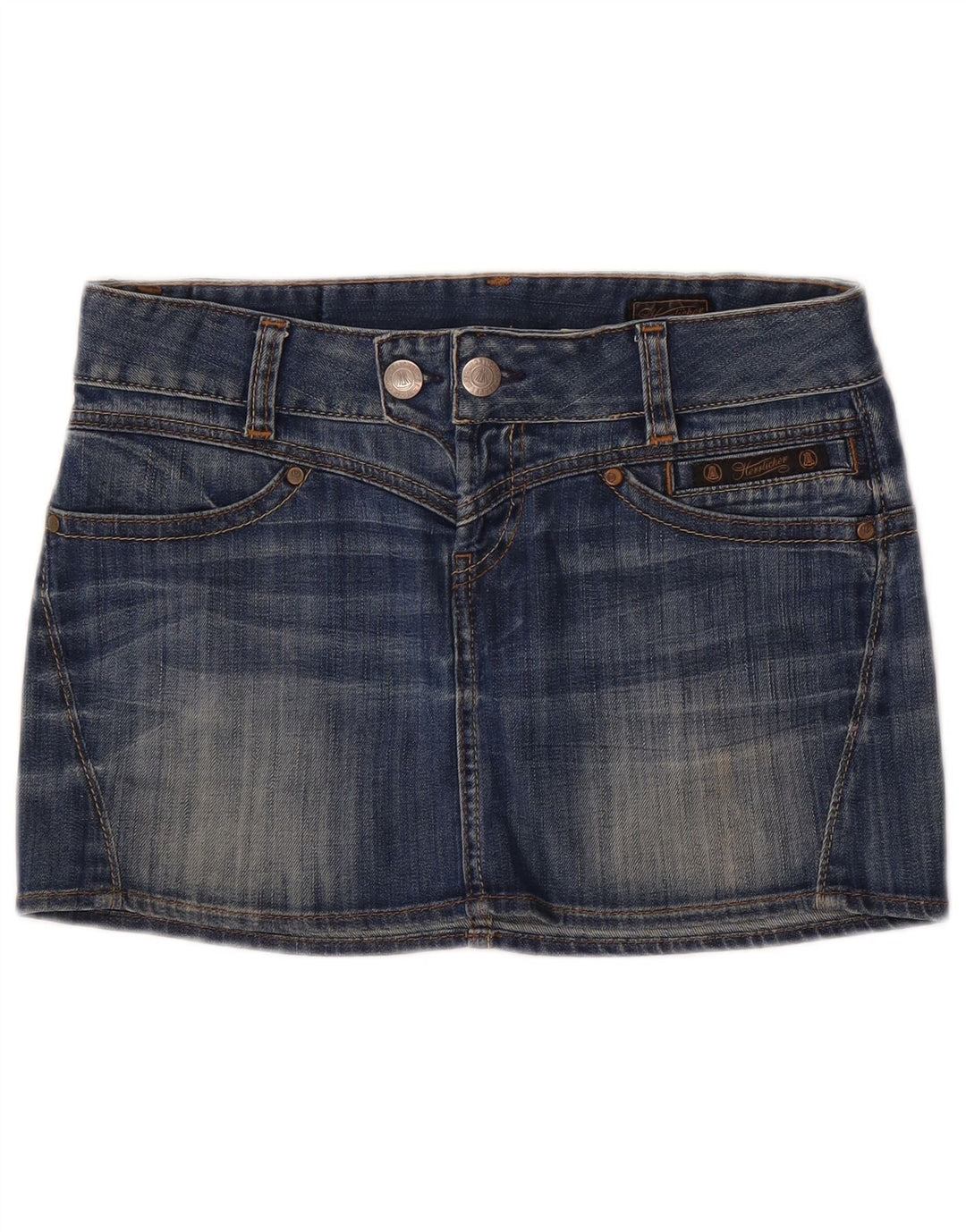 Fusta mini denim Herrlicher pentru femei cu talie joasa W29 bumbac albastru mediu