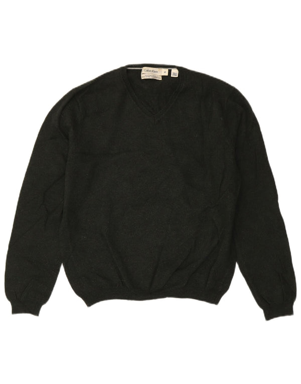 Calvin Klein Pulover cu decolteu în V pentru femei UK 10 Lână merinos verde mic