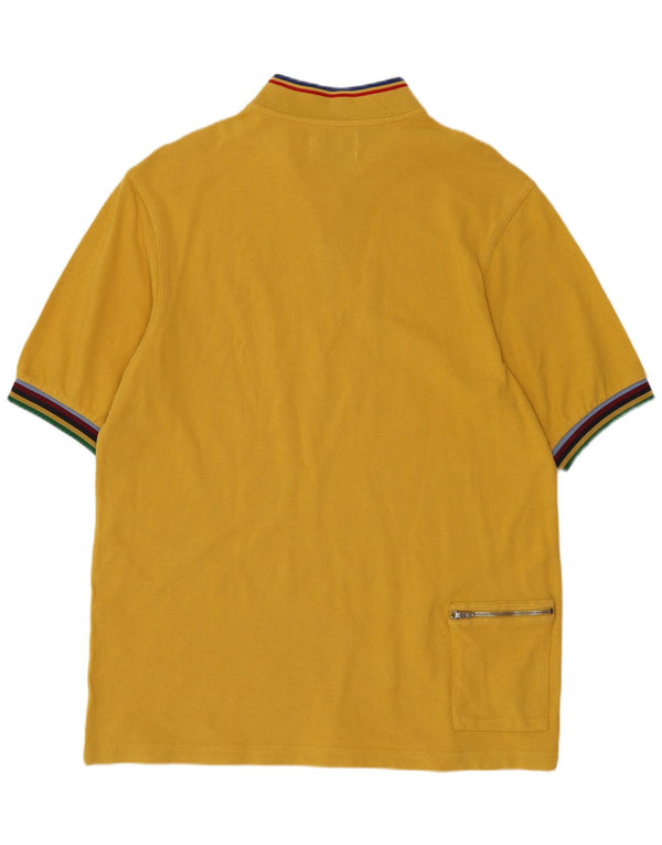 Tricou Fred Perry pentru bărbați Bradley Wiggins cu fermoar și gât Top XL cu dungi galbene