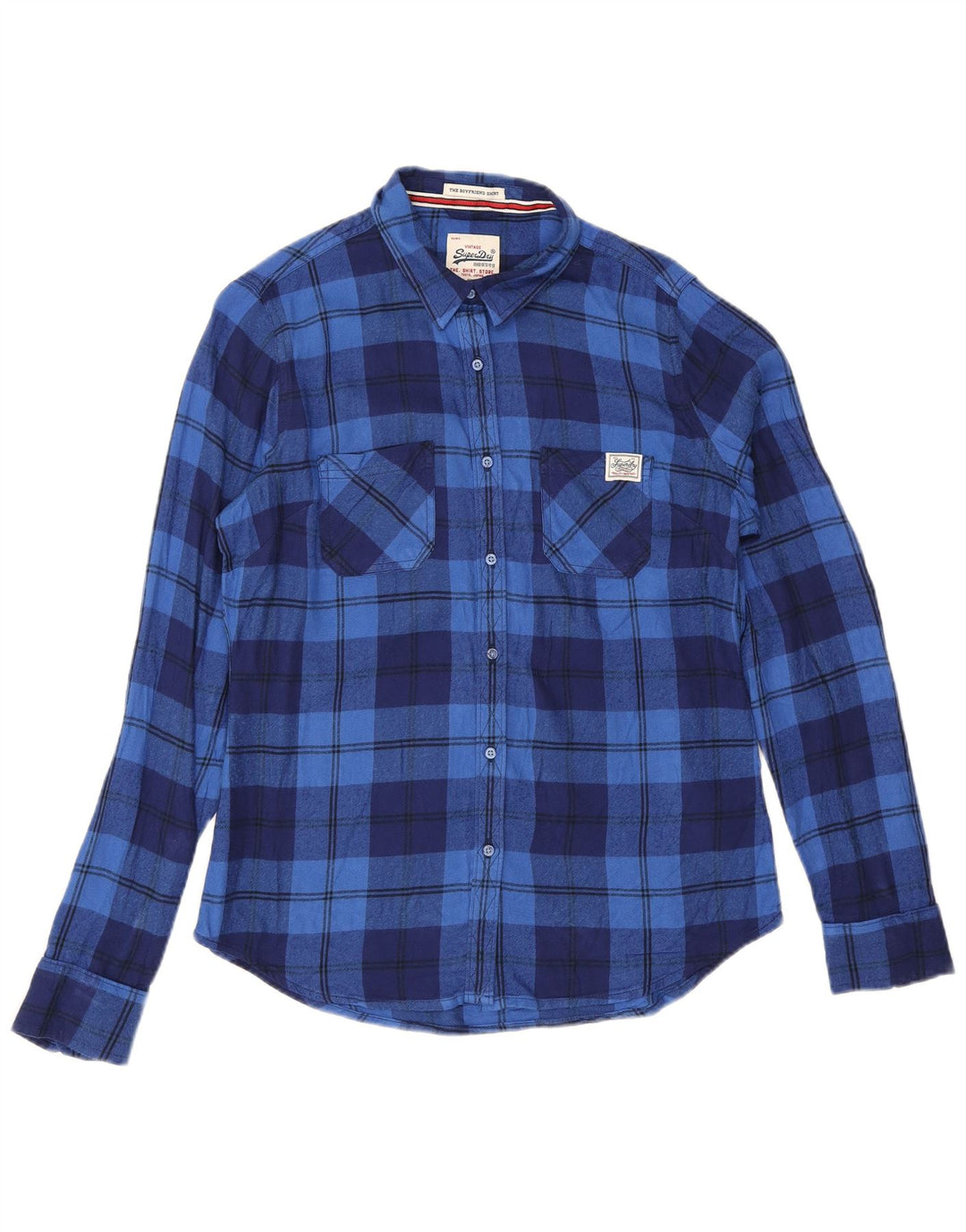 Cămașă de flanel pentru femei Superdry UK 14 Medium Blue Check Viscose