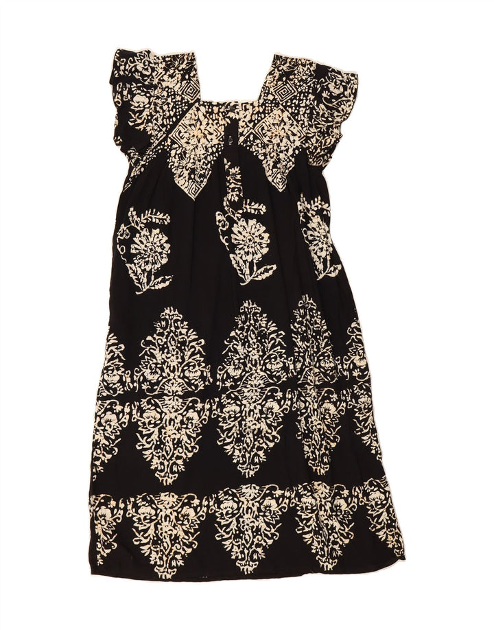 VINTAGE Womens Basic Dress UK 10 Small Black Floral Vintage Vintage and Second-Hand Vintage from Messina Hembry 