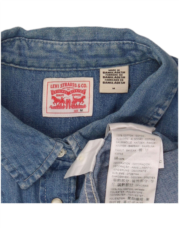 Cămașă din denim cu mânecă scurtă pentru femei LEVI'S UK 14 Bumbac albastru mediu